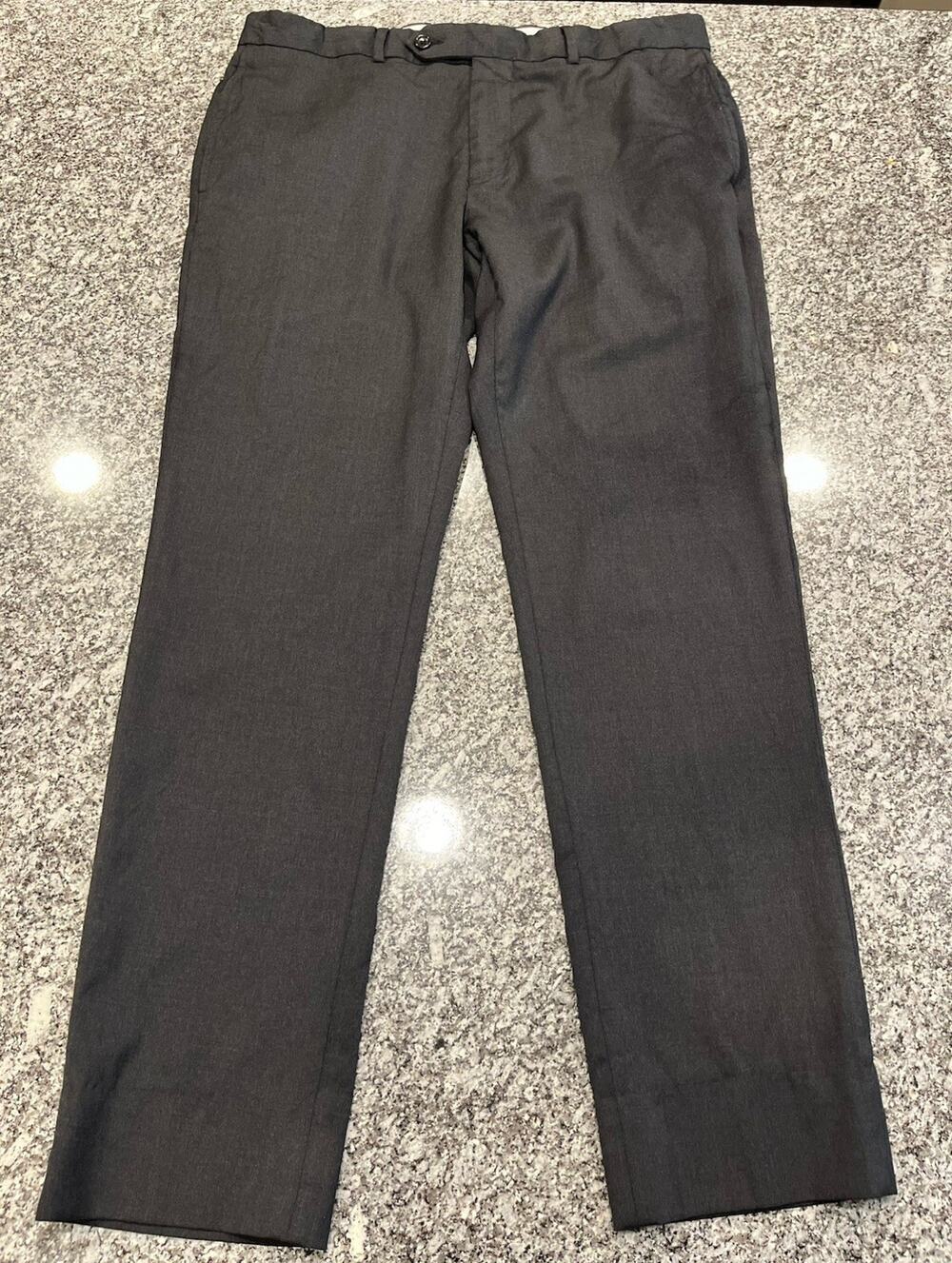 Brooks Brothers 1818 Slim Fit Gray Wool Twill Flat Front Straight Leg 34W A2